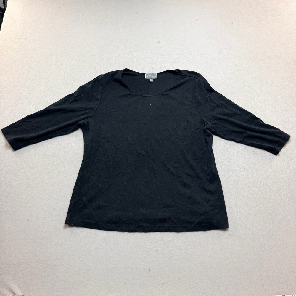 JM Collection Top Women Extra Large Petite Black Excellent 3/4 Sleeve Scoop Neck